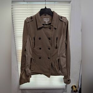 Marrakech Anthropologie Double-Breasted Tan Utility Military Style Jacket